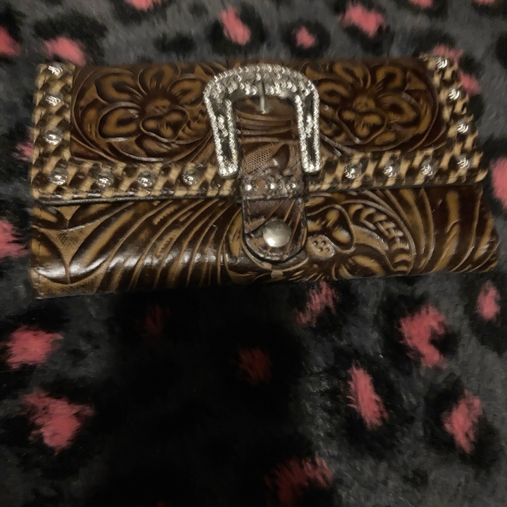 Vintage Y2k NWT Hananel Brown Embossed Women's Wallet
